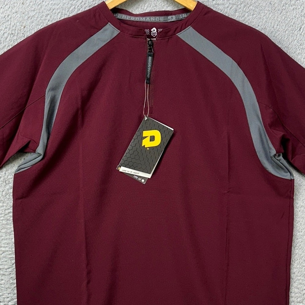 NEW DeMarini Game Day BP Jacket Youth Large Maroon Grey Quarter Zip Short Sleeve